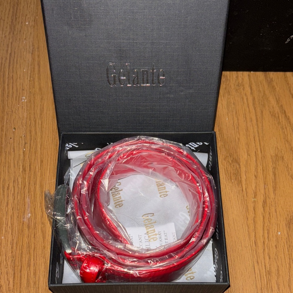 Gelante Red Leather Belt M 36 NIB